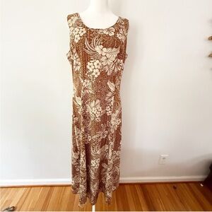 Vintage Women Y2K Tropical Hawaiian Print Maxi Dress Sz 10 Island Beach Resort